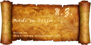Mohápp Zilia névjegykártya